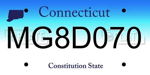 MG8D070 Connecticut License Plate