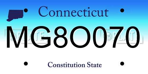 MG8O070 Connecticut License Plate