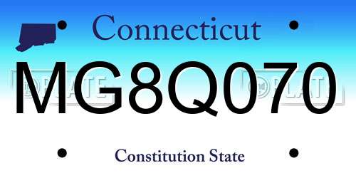 MG8Q070 Connecticut License Plate