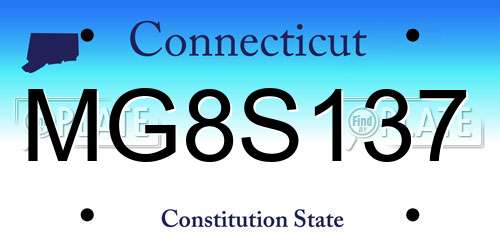 MG8S137 Connecticut License Plate