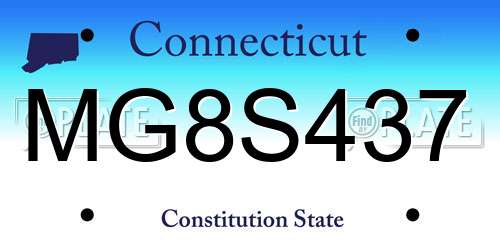 MG8S437 Connecticut License Plate