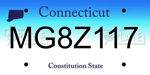 MG8Z117 Connecticut License Plate