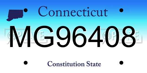 MG96408 Connecticut License Plate
