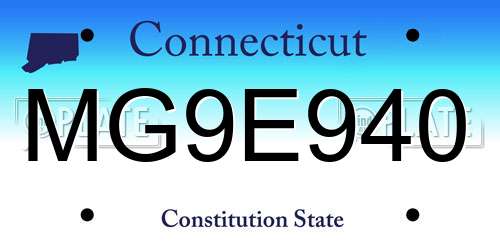 MG9E940 Connecticut License Plate