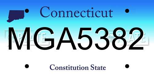MGA5382 Connecticut License Plate