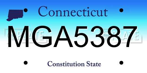 MGA5387 Connecticut License Plate