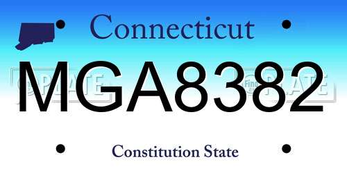 MGA8382 Connecticut License Plate