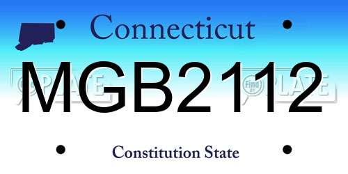 MGB2112 Connecticut License Plate