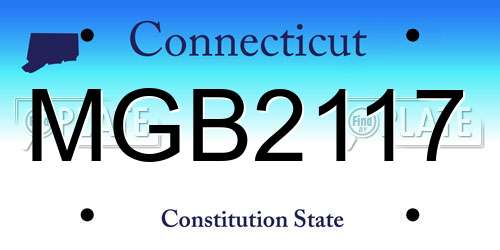 MGB2117 Connecticut License Plate