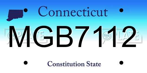 MGB7112 Connecticut License Plate
