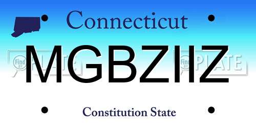 MGBZIIZ Connecticut License Plate