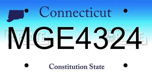 MGE4324 Connecticut License Plate