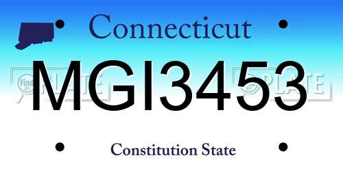 MGI3453 Connecticut License Plate
