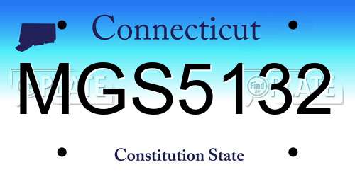 MGS5132 Connecticut License Plate