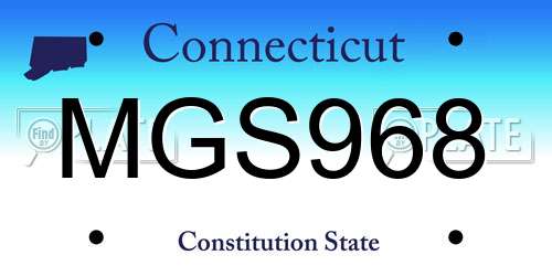 MGS968 Connecticut License Plate