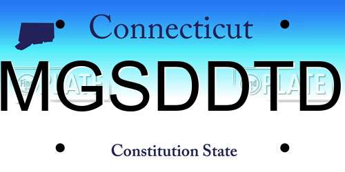 MGSDDTD Connecticut License Plate