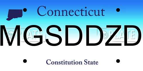 MGSDDZD Connecticut License Plate