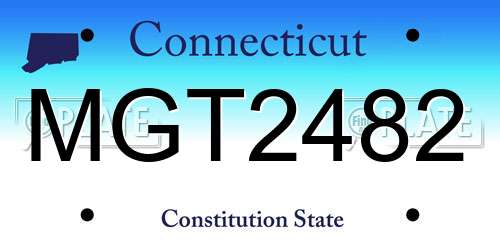 MGT2482 Connecticut License Plate