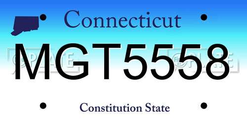 MGT5558 Connecticut License Plate