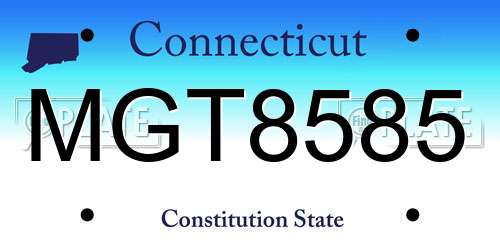 MGT8585 Connecticut License Plate