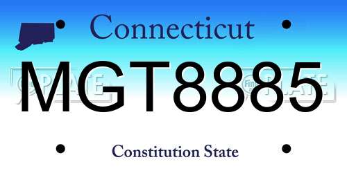 MGT8885 Connecticut License Plate