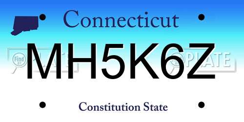 MH5K6Z Connecticut License Plate