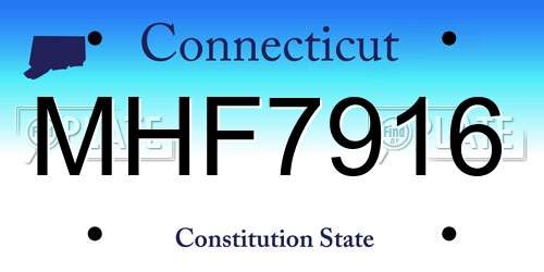 MHF7916 Connecticut License Plate