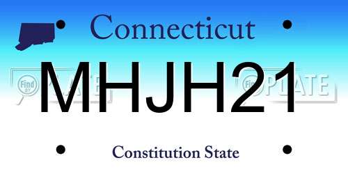 MHJH21 Connecticut License Plate