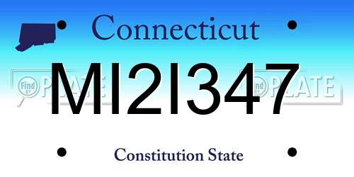 MI2I347 Connecticut License Plate