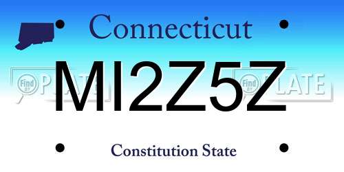 MI2Z5Z Connecticut License Plate