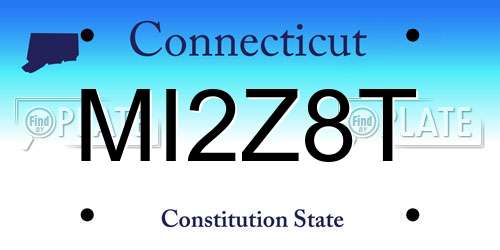 MI2Z8T Connecticut License Plate