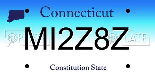 MI2Z8Z Connecticut License Plate