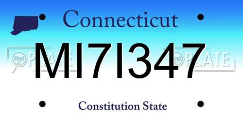 MI7I347 Connecticut License Plate