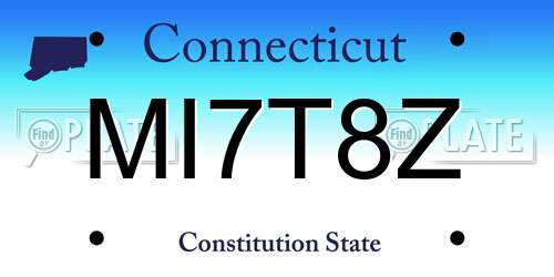 MI7T8Z Connecticut License Plate