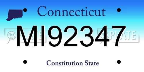 MI92347 Connecticut License Plate