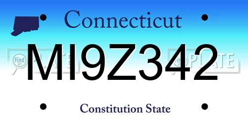 MI9Z342 Connecticut License Plate