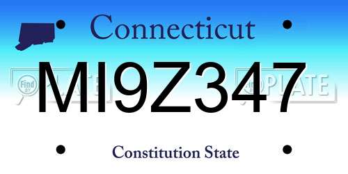 MI9Z347 Connecticut License Plate