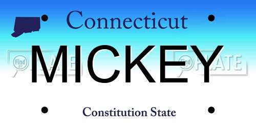 MICKEY Connecticut License Plate