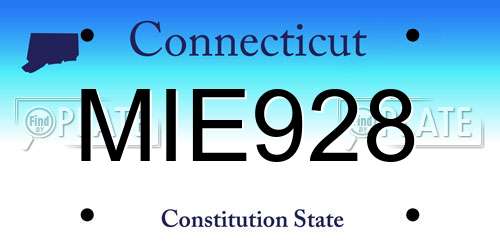 MIE928 Connecticut License Plate
