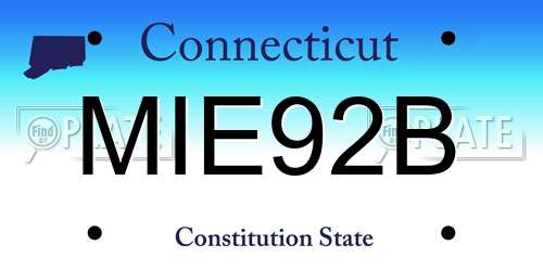 MIE92B Connecticut License Plate
