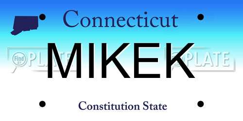 MIKEK Connecticut License Plate