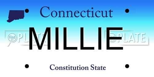 MILLIE Connecticut License Plate