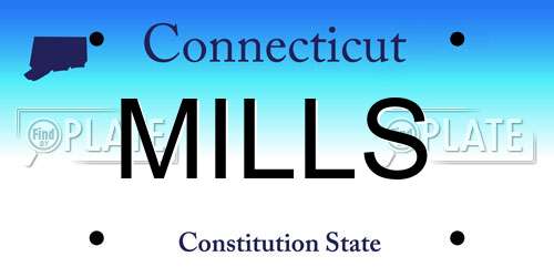 MILLS Connecticut License Plate