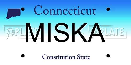 MISKA Connecticut License Plate