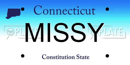 MISSY Connecticut License Plate
