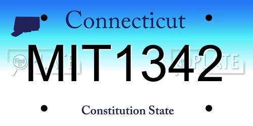 MIT1342 Connecticut License Plate
