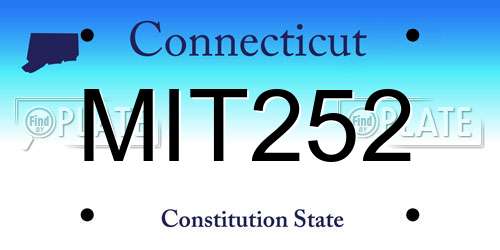MIT252 Connecticut License Plate