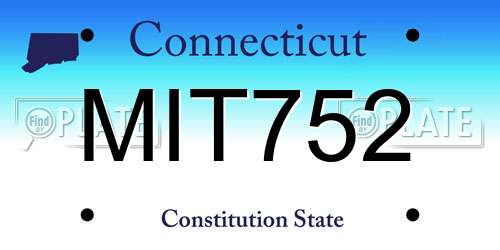 MIT752 Connecticut License Plate