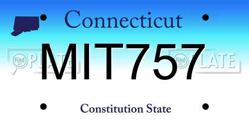 MIT757 Connecticut License Plate