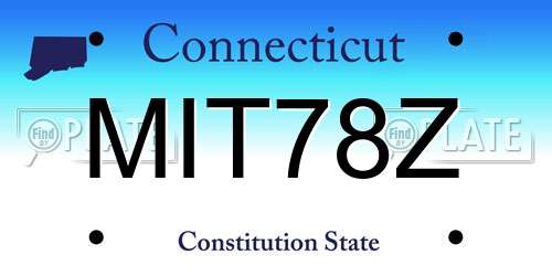 MIT78Z Connecticut License Plate